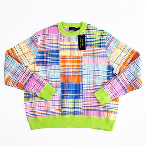 NWT Women's Polo Ralph Lauren Plaid Cotton Cashmere Sweater $698 Petite S - PS